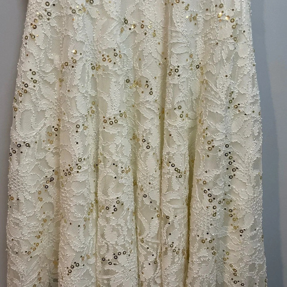 Jodi Kristopher Lace white dress with sequins 3 - Picture 3 of 12